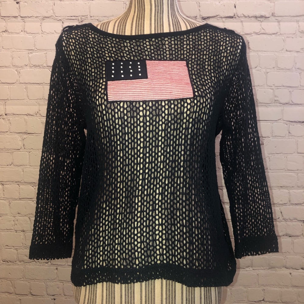 Norton Mcnaughton navy fishnet sweater